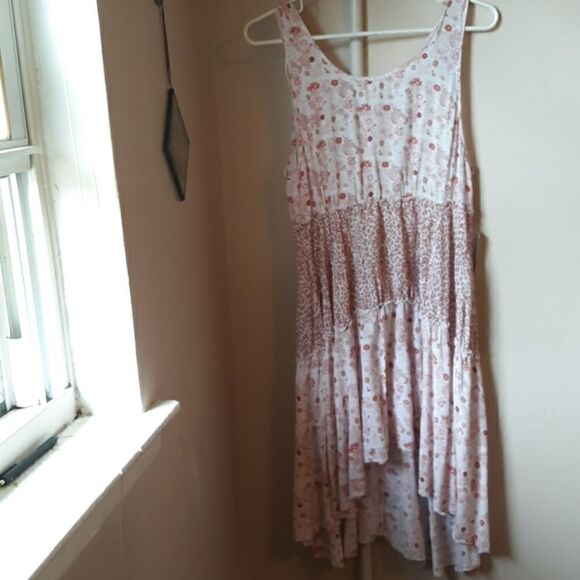 JENNYFER FLORAL ASYMMETRICAL BOHO SWING DRESS M - Picture 1 of 5